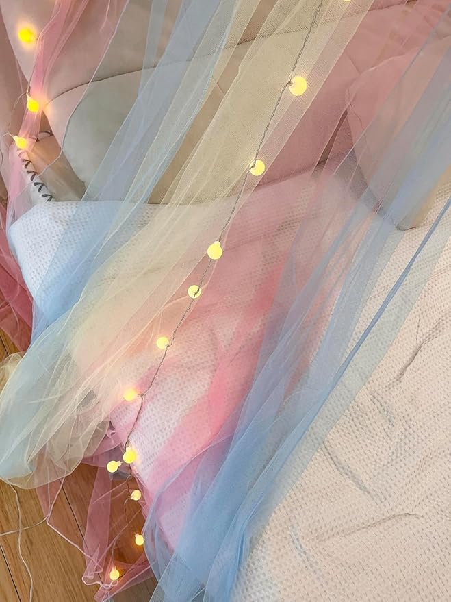 Comtelek Curtains Bed Canopy Rainbow Mosquito Net for Bed Canopy Four Corner Post Elegant Mosquito Net Set, Stick Hook &Profession Rope for net, Screen Netting Canopy Curtains, Full/Queen/King
