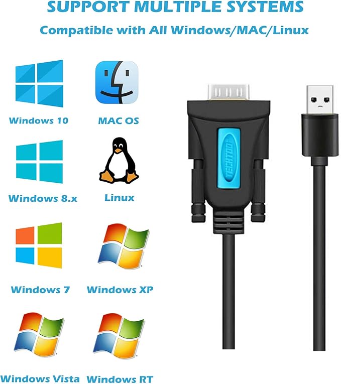 USB 2.0 to RS232 DB9 Serial Cable Female Converter Adapter with Prolific PL2303 Chipset for Win10 8.1 8 7 Vista XP 2000 Andorid Linux Mac OS X 10.6 and Above (3ft/Female)