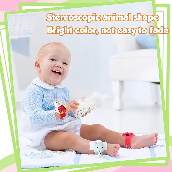 4 Pieces Baby Wrist Rattles Animal Pattern Newborn Foot Rattles Toy for 0-12 Months Babies Boy Girl Infant Birthday Gifts Educational Toys, 4 Designs (Sheep, Dog, Chick, Monkey)