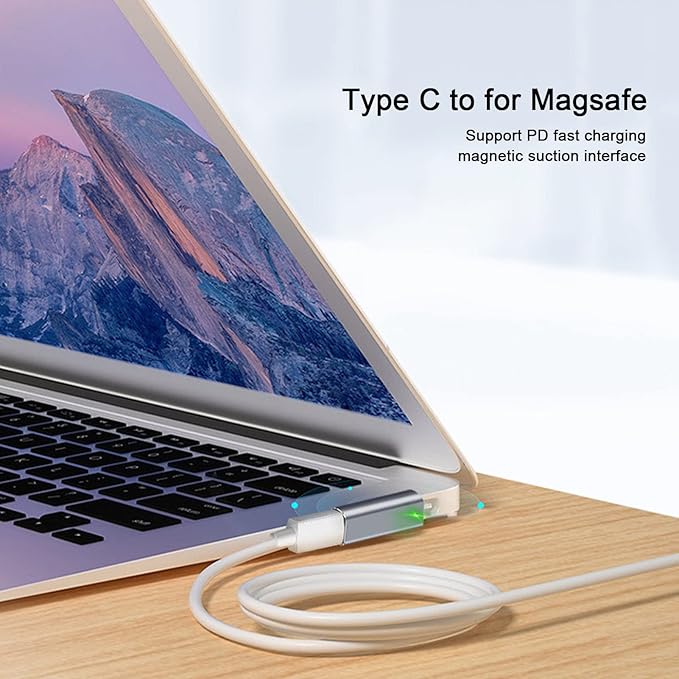 Watris Veiyi USB C to Magnetic T-Tip Adapter, Female Type-C to Magnetic 2 Converter, 5A Type-C PD Power Fast Charging Adapter for OS X Laptop(Silver)