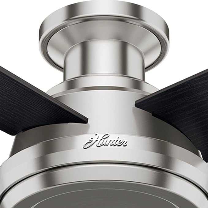 Hunter Fan Company 59247 Dempsey 52 inch Ceiling Fan with Light and Remote, Low Profile Indoor, Brushed Nickel Finish