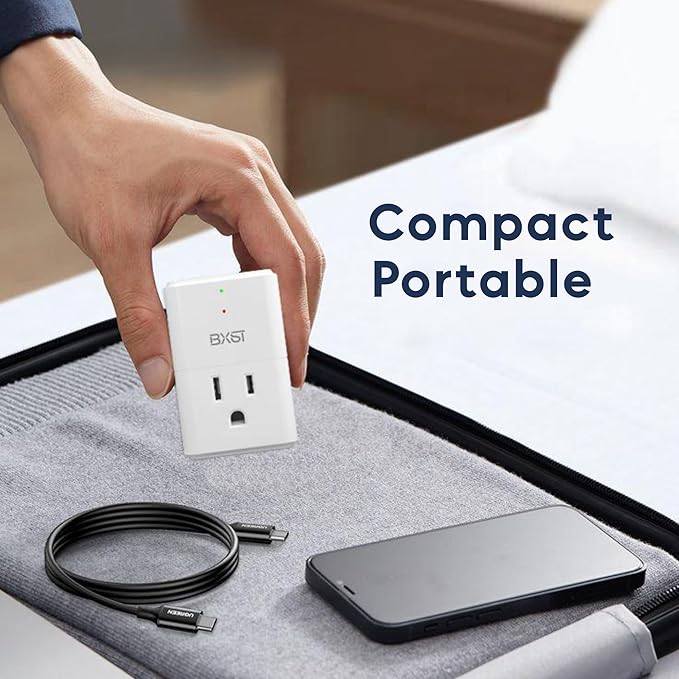 BXST 918J Single Outlet Surge Protector for Home Appliance Small Multi Function Plug with Surge Protection Wall Mount Power Suppressor for Refrigerator, TV, PC, Xbox, PS5, 120V, 1800W, 1 Pack