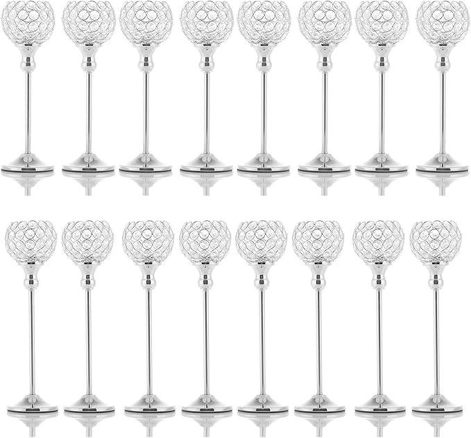 VINCIGANT 8PCS Crystal Candle Holders for Table Centerpiece，Bling Decor Gold Vases for Centerpieces Votive Crystal Candle Holders for Dinner Table Room Party Rhinestone Decorative