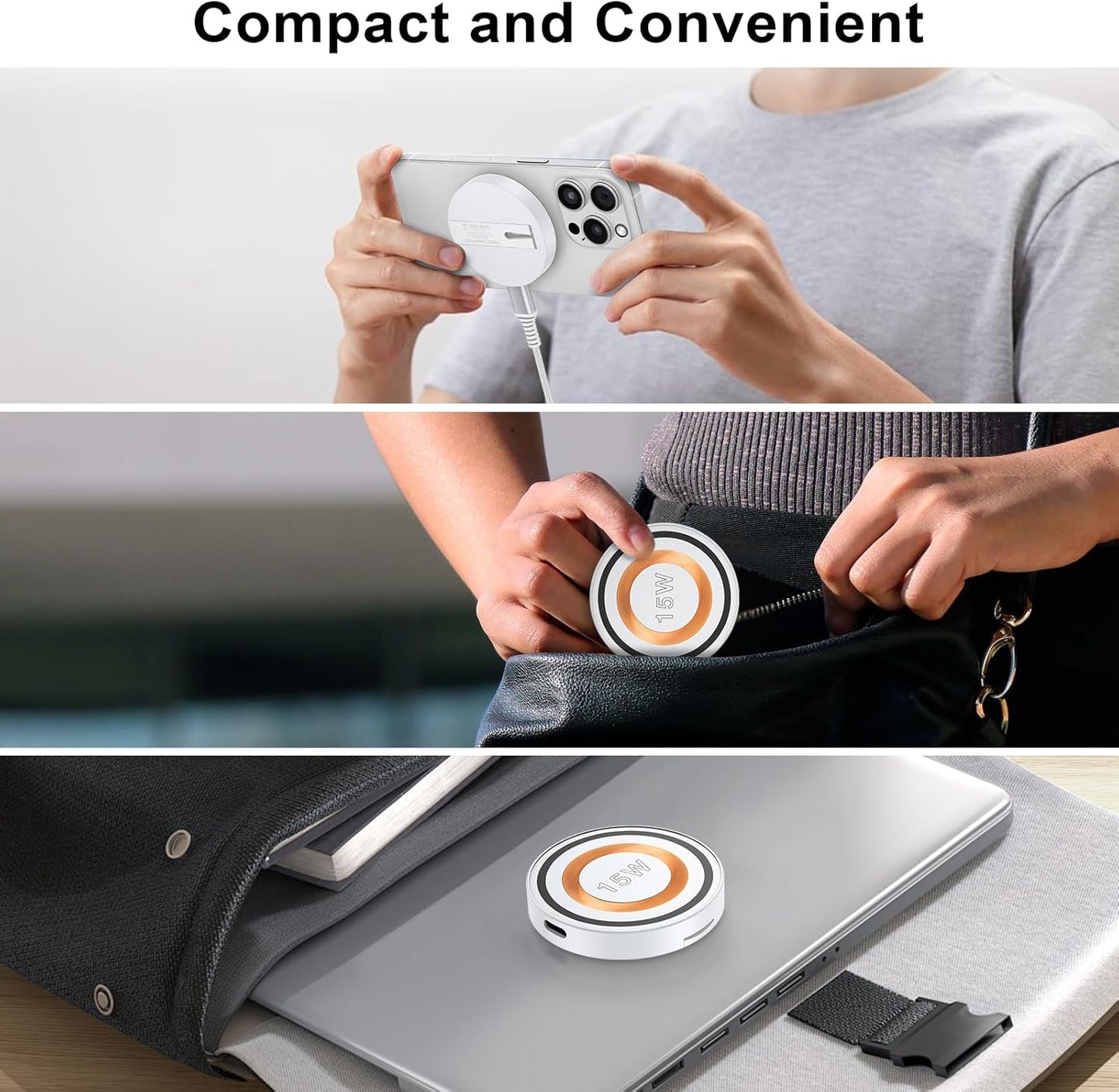 Magnetic Charger for Android Samsung, Fast Charging for Galaxy S24 Ultra, Magsafe Charger Kickstand for iPhone