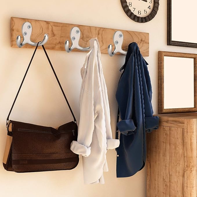 IBosins 20 Pack Heavy Duty Coat Hooks Wall Mounted with 40 Screws Wall Hooks Retro Double Prong Hooks Utility Hooks for Coat, Scarf, Bag, Towel, Key, Cap, Cup, Hat