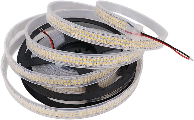 LED Strip Lights Warm White 3000K 16.4ft/5M Double Row 2835 SMD 2400LEDs DC 24V Daylight Bright Dimmable Flexible LED Tape Light Waterproof IP67 Outdoor Lighting(No Adapter & Dimmer)