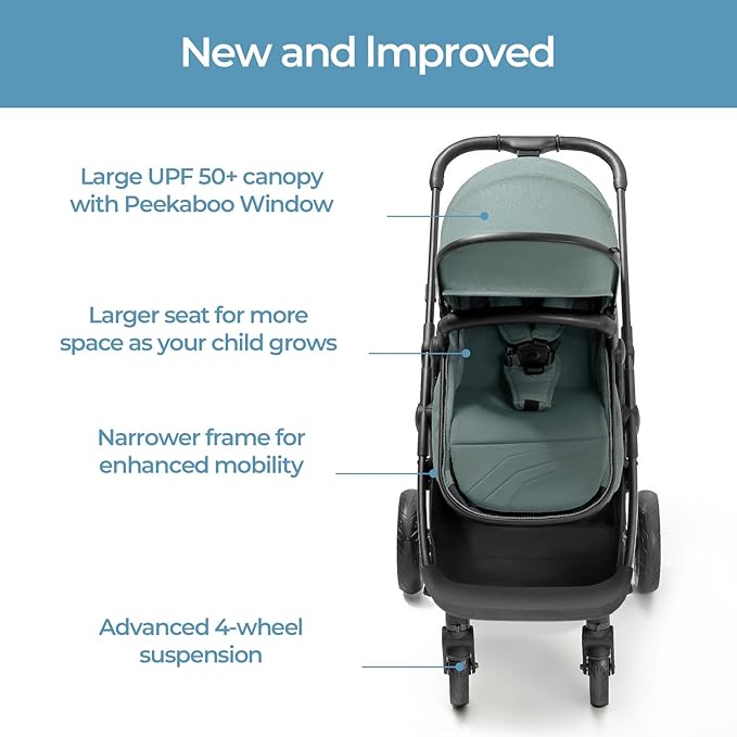 Mompush Wiz 2 in 1 Baby Stroller with Bassinet Mode, Convertible Infant Stroller for Newborn and Toddler with Reversible Seat and Large UPF 50+ Canopy