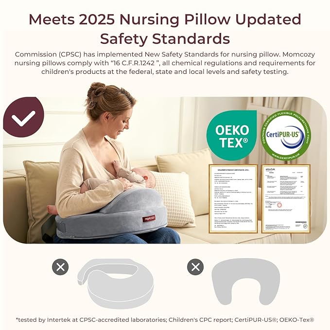 Momcozy CozyPro Nursing Pillow for Breastfeeding - All Around Ergonomic Comfort & Support - Pioneering Safety Fence - Plus Size Wider Feeding Pillow with Lumbar Support for Easier & Healthier Nursing