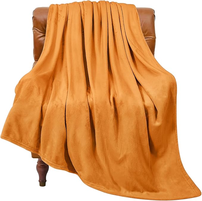 BEDELITE Fleece Blanket Twin Size Burnt Orange Throw Blankets for Couch & Bed, 300GSM Luxury Plush Cozy Fuzzy Fall Blanket 60x80 inches, Super Soft & Warm Blankets for Travel Camping