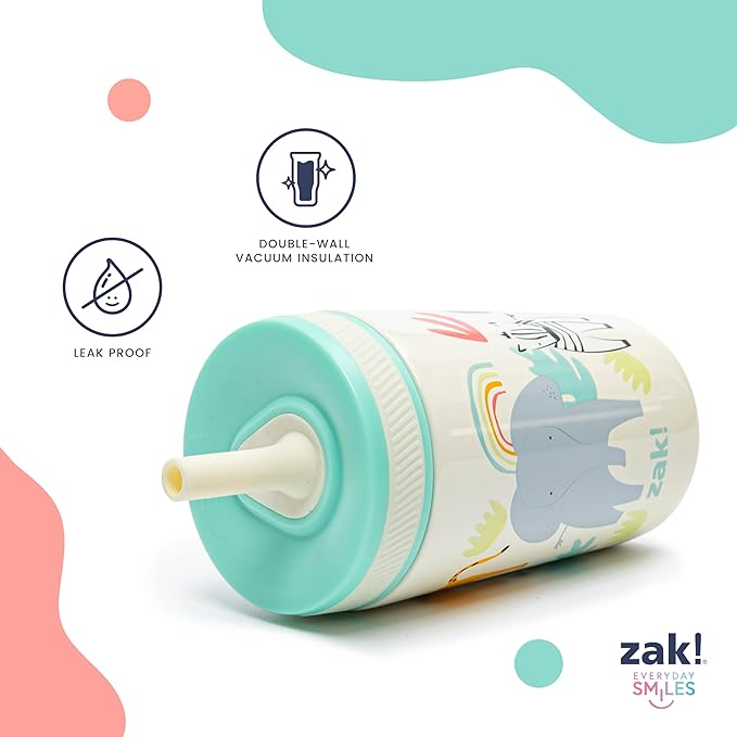 Zak Designs Unicorn Kelso Tumbler Set, Leak-Proof Screw-On Lid with Straw, Bundle for Kids Includes Plastic and Stainless Steel Cups with Bonus Sipper, 3pc Set, Non-BPA, 15 fl.oz.