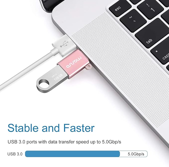 MOSISO USB C to USB Adapter 2 Pack,USB Type-C to USB Connector,Thunderbolt 3 to USB 3.0 Converter OTG Compatible with MacBook Pro 2024-2016/Air 2024-2018/Laptop/Tablet/More Type-C Devices, Rose Gold