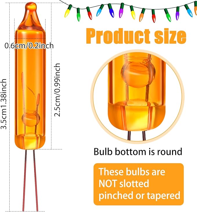 Mudder 200 Count 2.5V Christmas 50/100/150/200 Count Mini Incandescent Wire String Lights Replacement Bulbs Indoor/Outdoor Christmas Lights Decorations for Home Xmas Tree(Bright Color)