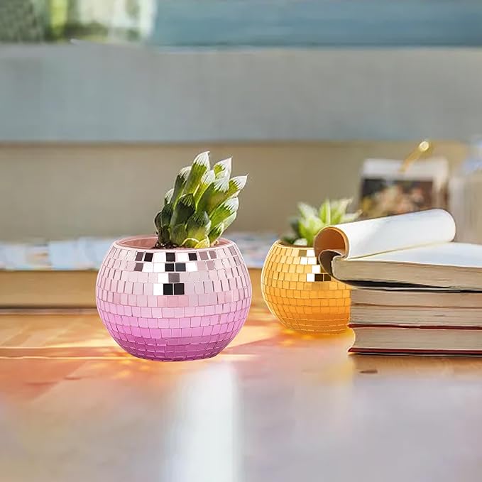 Tealight Candle Holder Set of 6, Grandient Mosaic Candle Holders Stained Glass Votive Candle Holder, Colorful Disco Ball Tealight Holder for Birthday Party, Weding Centerpieces, Home Decor