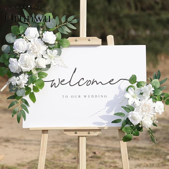 Artificial Flowers Decorations Pack of 2,Centerpieces for Wedding Reception Backdrop Decoration, Floral Decor Wall Home Entryway OutdoorDecorations (White)