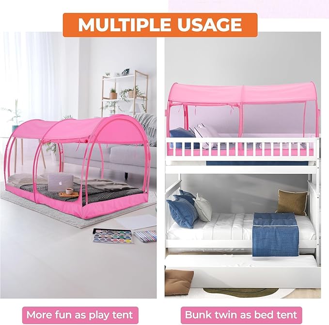 Alvantor Full Size Canopy Bed Tent Mesh Full Mosquito Net for Beds Privacy Tent Slumberpod Blackout Indoor Tents for Beds Sleeping Pop Up Tents (Mattress Not Included)