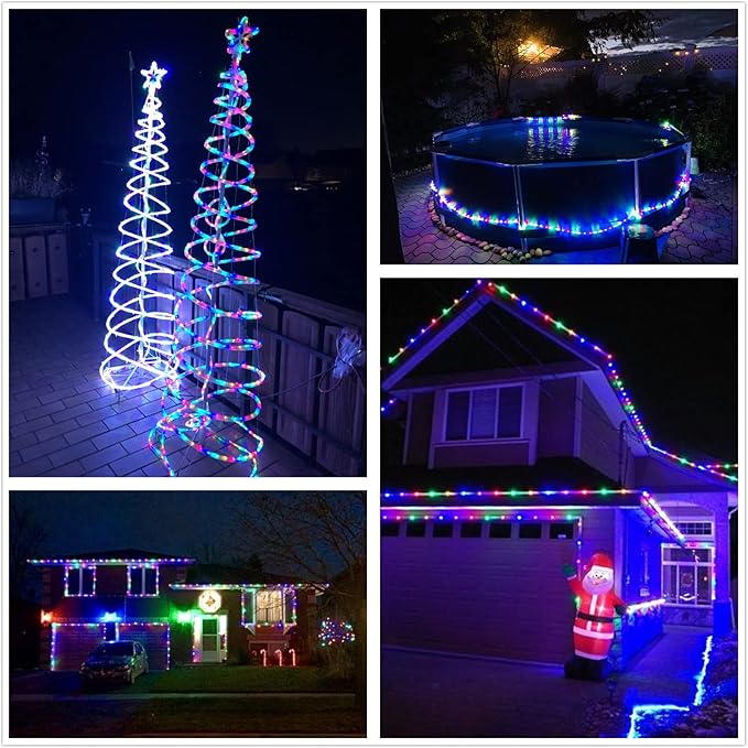 100Ft LED Rope Lights, Cuttable & Connectable Outdoor String Lights Waterproof Decorative Lighting for Indoor/Outdoor, Patio, Backyards, Party, Halloween and Christmas Decorations (Multicolor)