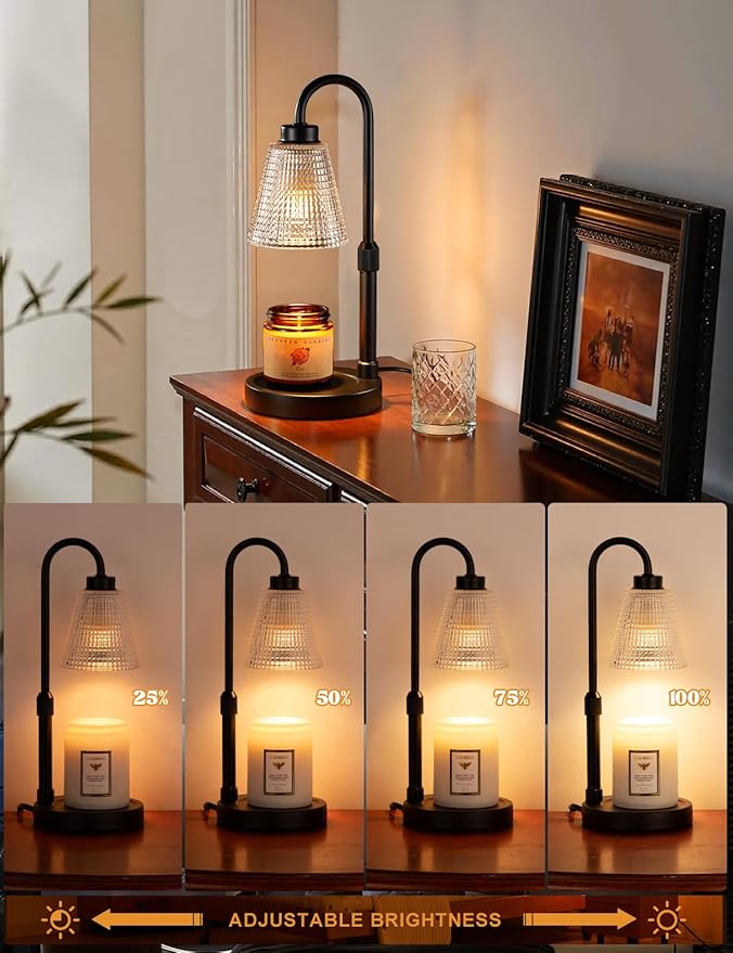Innqoo Candle Warmer Lamp with Timer, Dimmable Candle Warmer for Jar Candles, Height Adjustable Wax Melts Warmer, Birthday Gifts for Women Mom, House Warming Gifts New Home Decor