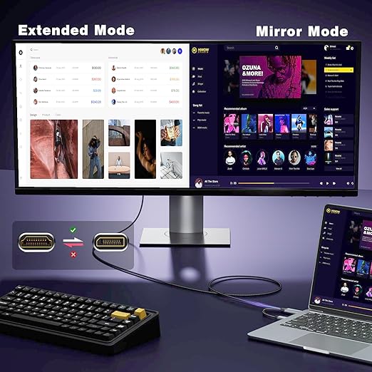 Active HDMI to DisplayPort Cable,（4K@60Hz,1080P@120Hz） 3FT Uni-Directional HDMI (Source) to DP (Display) Braided Cord Compatible with PC,Laptop,AMD,NVIDIA,PS5,Xbox