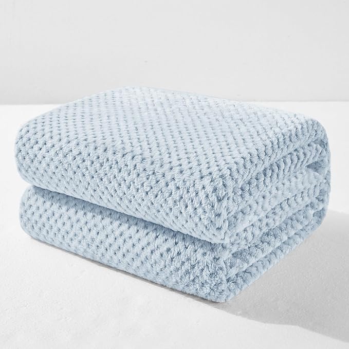Exclusivo Mezcla Fleece Bed Blanket King Size, Super Soft and Warm Blankets for Couch, Sofa and Bed Waffle Textured, Cozy, Fuzzy and Lightweight (Mixed Slate Blue, 90x104 Inches)