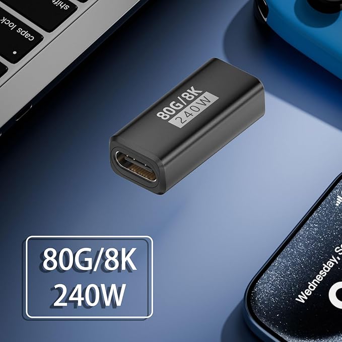 3-Pack 240W USB C Coupler Thunderbolt 5, USB c Female to Female, Support 80Gbps,120Gbps Bandwidth, Dual 8K,16K,@60hz Video, for MacBook, Ipad, Thunderbolt 5/4/3,iPhone 17,USB4,Razer Blade.