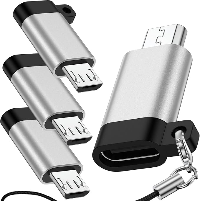USB C to Micro USB Adapter, 4-Pack Type C Female to Micro USB Male Convert Connector Support Charge Data Sync Compatible with Samsung Galaxy S7/S7 Edge/S6/S6 Edge/J3/J7/Note 6/5/LG G4/Nexus 4/5/6