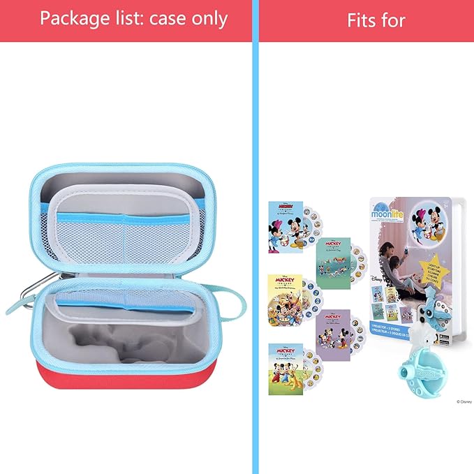 Hard Case Compatible for Moonlite Mini Projector and Story Reels, Storybook Projector Protective Storage Shell, CASE ONLY (Red&Blue)