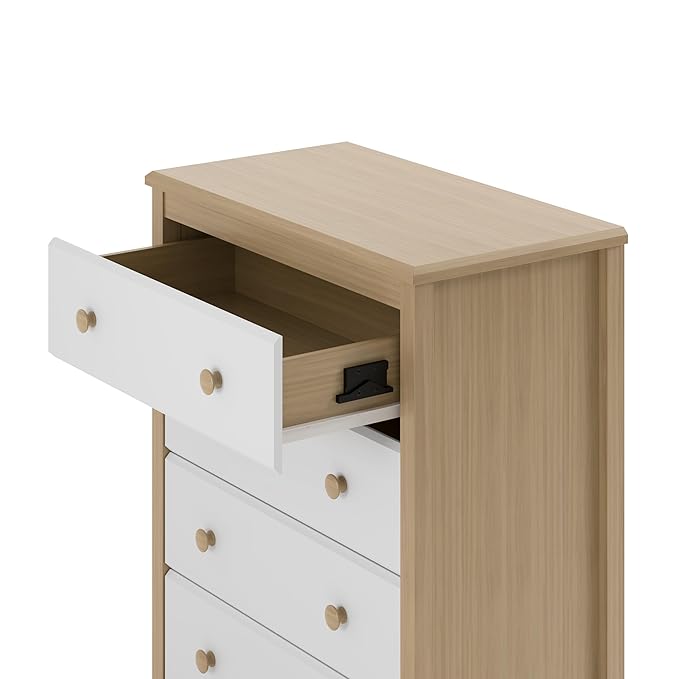 Storkcraft Alpine 4 Drawer Dresser (Driftwood and White) – GREENGUARD Gold Certified, Kids Storage Organizer, Modern 4 Drawer Chest for Bedroom, Must-Have Nursery Storage