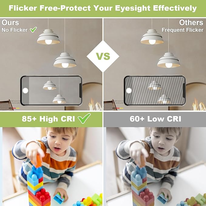 hansang E26 Ceiling Fan Light Bulbs, 4000K Natural Daylight, 60 Watts Equivalent, A15 LED Small Light Bulb, E26 Standard Base Refrigerator Light Bulb, 600lm, 120V, CRI85+, 120V, Non-Dimmable 6 Pack