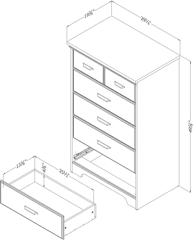 South Shore Versa Collection 5-Drawer Dresser, Gray Maple with Antique Handles