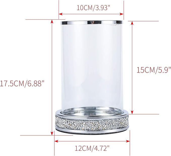 Pillar Candle Holders set of 2,Hurricane Candle Holders for Pillar Candle,Glass Candle Holder for Coffee Dining Table, Wedding, Christmas, Halloween, Home Decoration,Silver Candle Holders