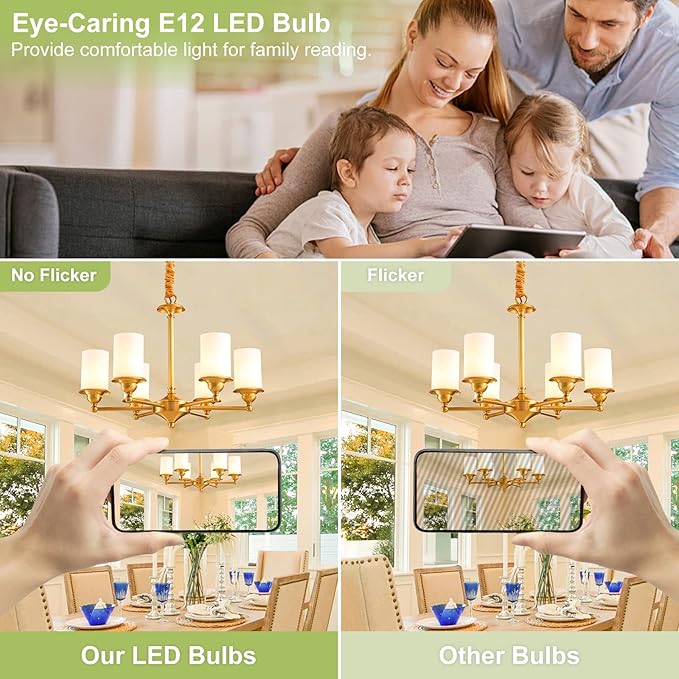 Sailstar Ceiling Fan Light Bulbs, E12 LED Bulb 60W Equivalent, Neutral White 4000K, 600 Lumens, A15 Small Candelabra Base LED Light Bulbs 6W, CRI 85, Non-dimmable, Pack of 6