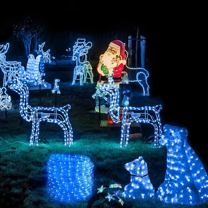 Brizled Blue Rope Lights, 18ft 216 LED Rope Lights Waterproof, 120V ETL Listed Plugin Blue Light Connectable with Clear PVC Tube, Indoor/Outdoor Christmas Lighting for Backyard Garden Patio Christmas