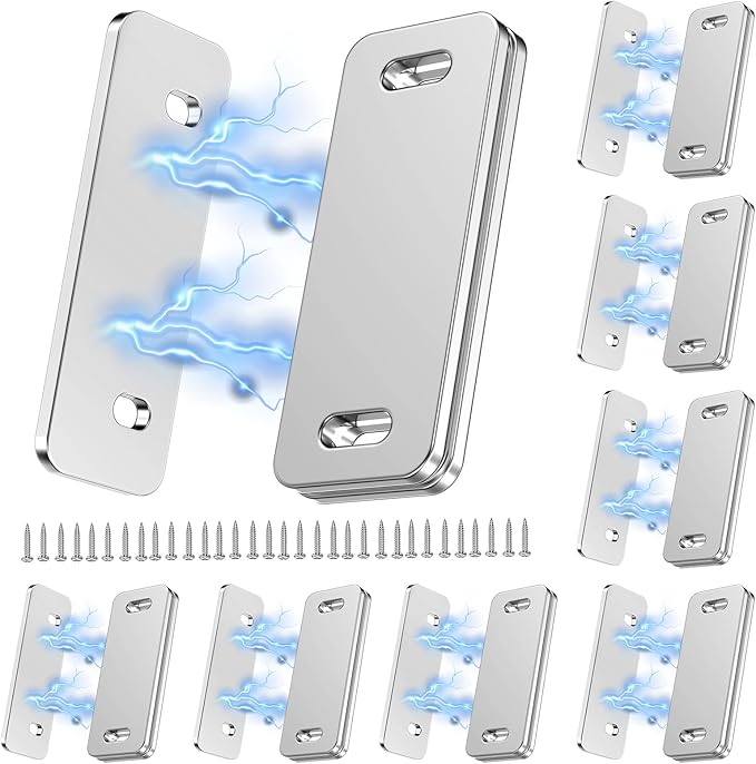 Ultra Thin Cabinet Door Magnets Catch,Magnetic Door Catch,Cabinet Latch Magnetic Closures for Kitchen Closet and Cupboard Wardrobe (White Magnetic 8P)