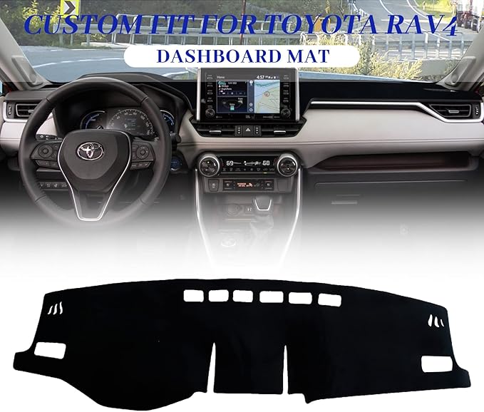 Dashboard Cover Mat Custom Fit for 2019-2023 2024 2025 Toyota RAV4 Accessories Dash Cover Nonslip Dash Mat Protector Sunshade No Glare Black