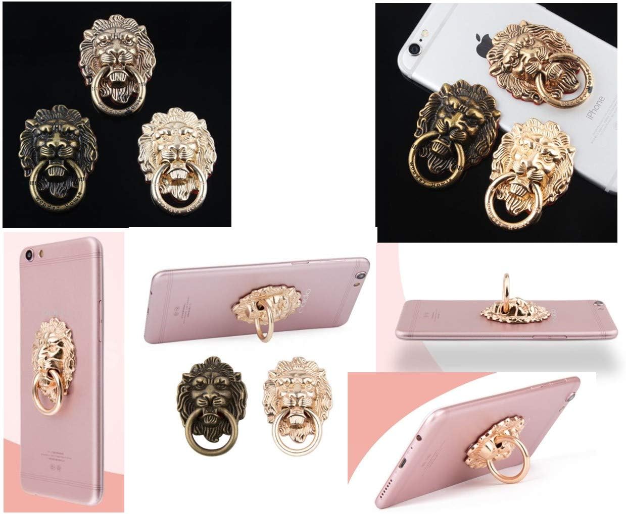 Lion Pattern Cell Phone Ring Stand Holder - Colorful Cute Pattern Painted Universal Metal Buckle Finger Ring Kickstand