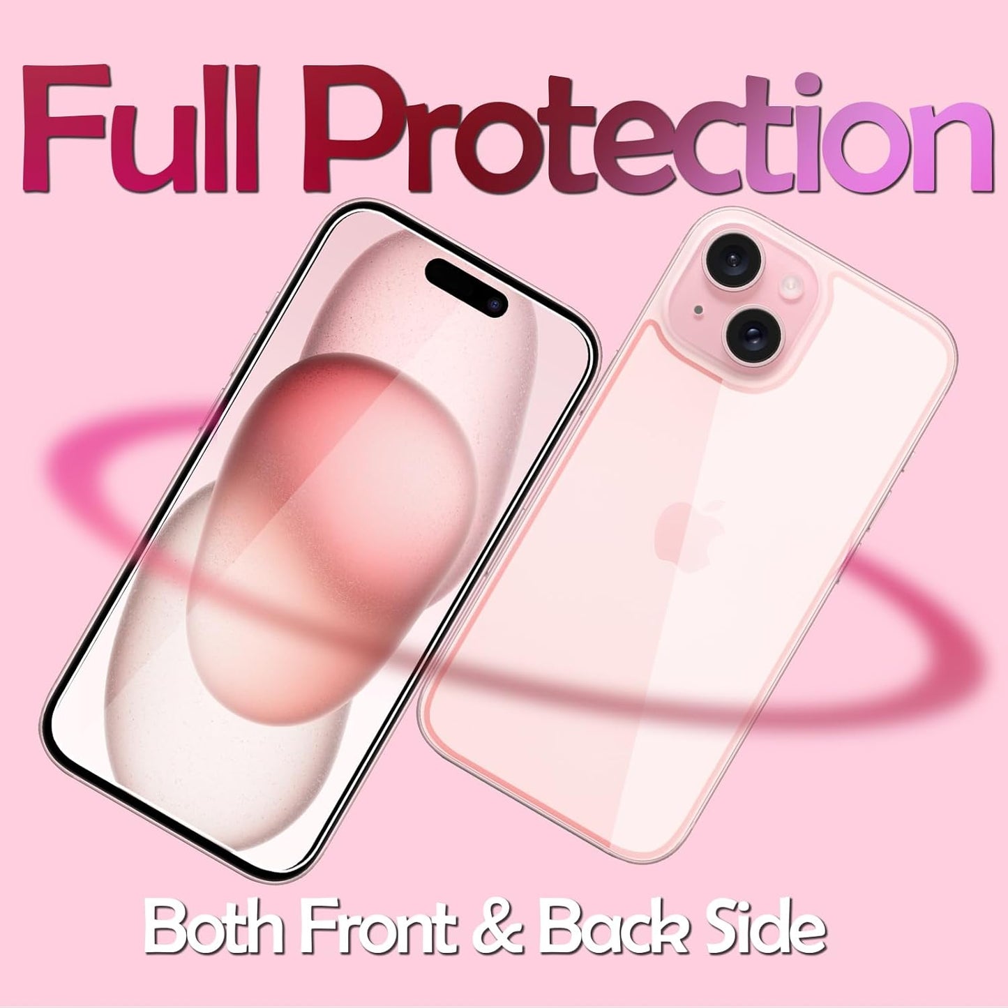 for iPhone 15 Front and Back Screen Protector [2-Pack], Rear Tempered Glass Protector for iPhone 15 (6.1 inch)