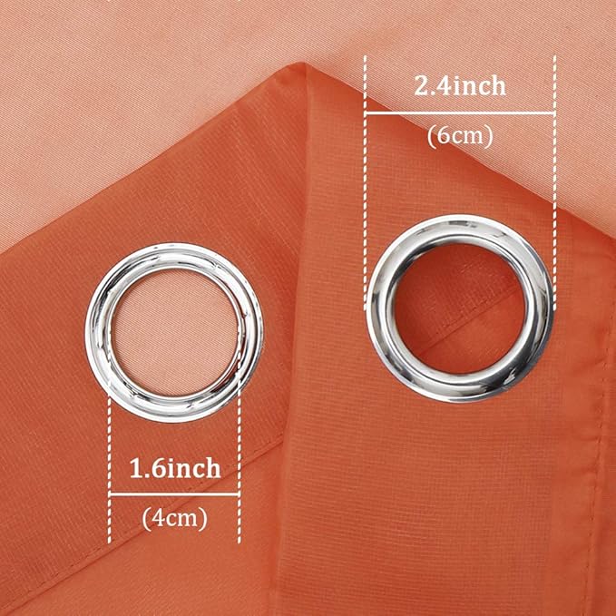 KEQIAOSUOCAI Patio Door Sheer Curtain Panels - Ceiling to Floor Extra Long Voile Drape Curtains Window Treatment for Sliding Glass Door (Burnt Orange,2 Pieces,W 54 x L 108 inches)