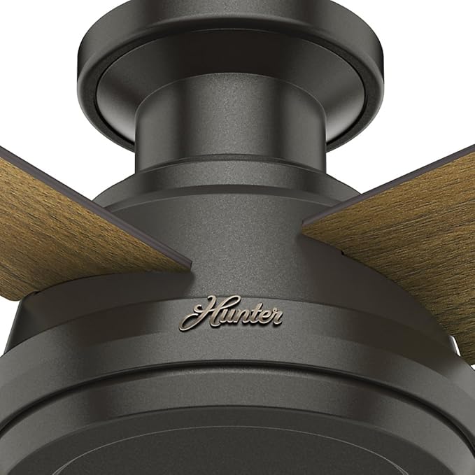 Hunter Fan Company 59249 Dempsey 52 inch Ceiling Fan with Light and Remote, Low Profile Indoor, Noble Bronze Finish