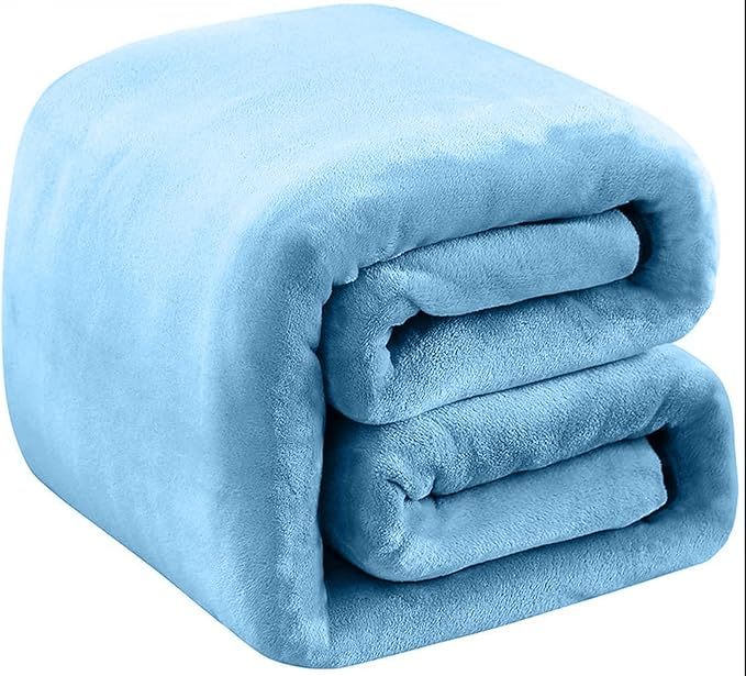 Fleece Blankets for All Season - Premium Lightweight Anti-Static Throw for Travel Size Bed Extra Soft Brush Fabric Warm Sofa Thermal Blanket 51" x 60"(Washed Blue)