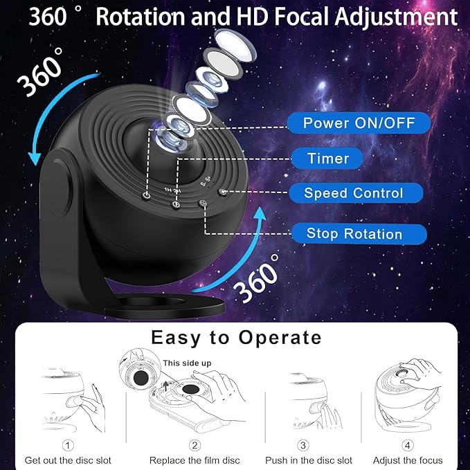 [Pro 2025] Planetarium Projector with Brighter Wider Projection, 13 in 1 Star Projector Galaxy Light with Starry Night Sky Space Nebula Solar System Constellation Moon for Bedroom Ceiling Room Decor