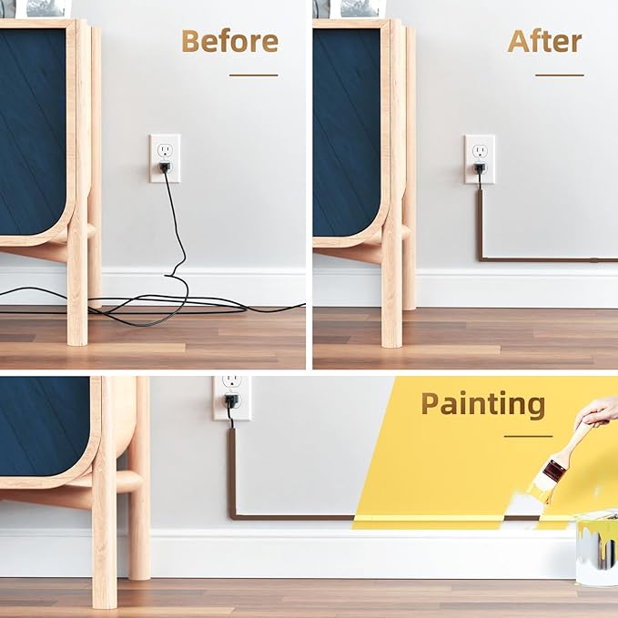 Delamu Cord Hider, 85in Cord Covers for Wires on Wall, One-Cord Cable Hider, Self-Adhesive Wire Hiders Wire Covers for TV Cords on Wall, Paintable Cable Cover Management Kit, W0.59 H0.4in, Brown