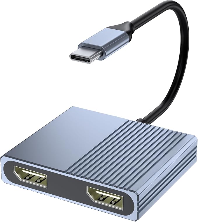 USB C to Dual Displayport Adapter for Mac/Dell/HP Laptop, 4K@60Hz Displayport Splitter 1 in 2 Out for Dual Monitors Extended Display, USB C to Display Port Cable, Dual Monitor Adapter, MST Hub