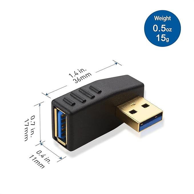 Cable Matters Combo-Pack 90 Degree Left and Right Angle USB Adapter Gender Changer