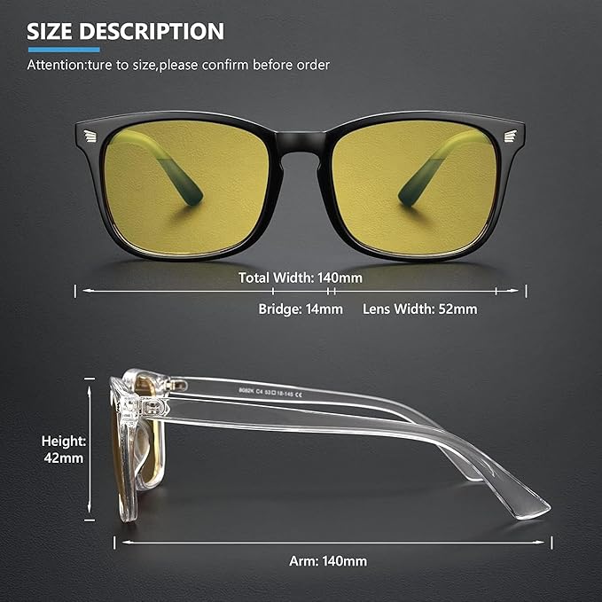 livho High Tech Night Driving Blue Light Glasses - Advanced Blue Light Blocking Computer Glasses