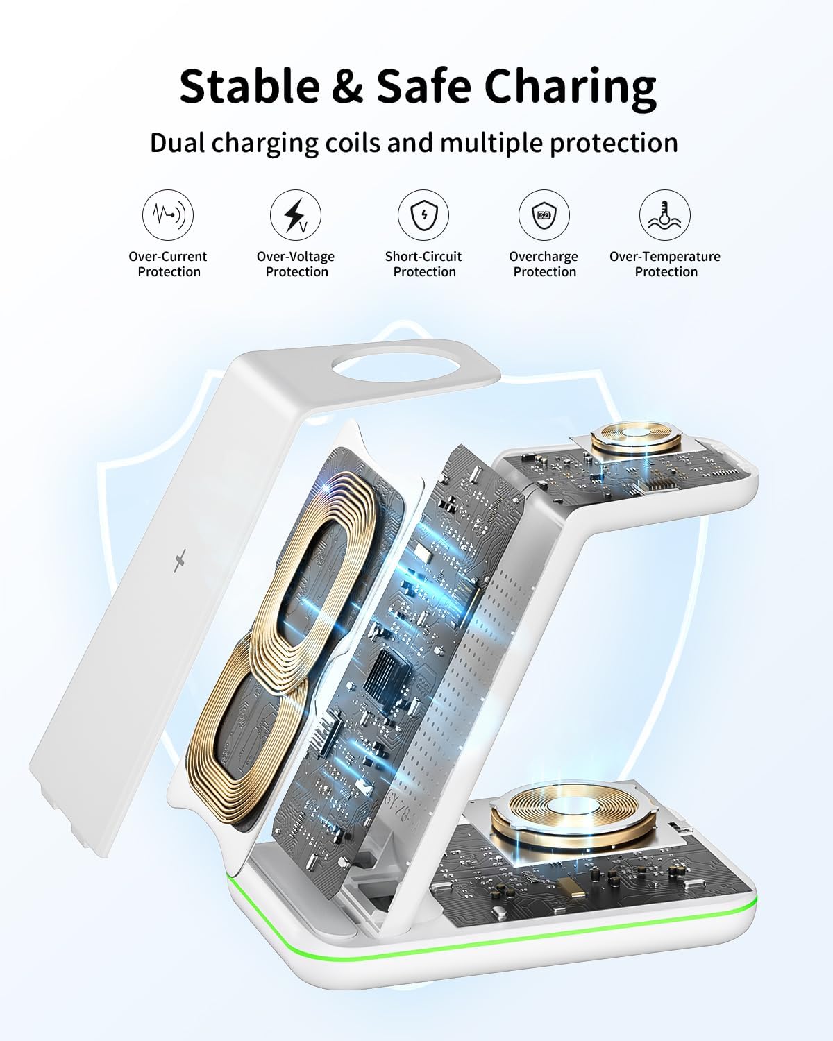JoyGeek 3 in 1 Wireless Charger for Samsung & Android, Compatible with Galaxy Watch5 Pro/4/3, Phone Stand
