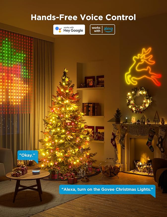 Govee Christmas Lights 66ft, Smart RGBIC String Lights App-Controlled, 125+ Scene Modes, IP65 Waterproof, Sync with Music, Works with Alexa, Holiday Party Decorations Indoor Outdoor
