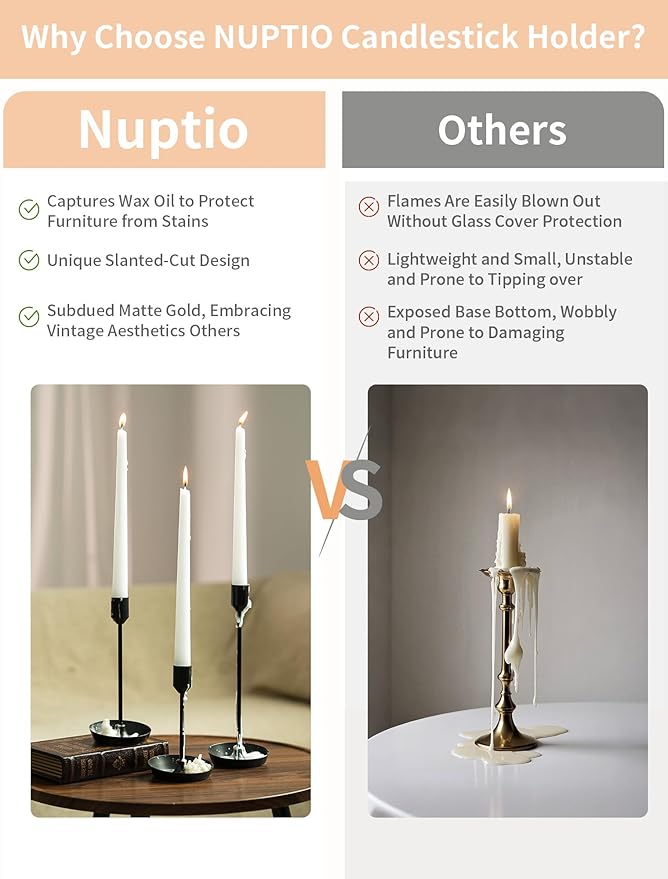 NUPTIO Black Candlestick Holders for Centerpiece: 3 PCS Tall Taper Candles Holders for Halloween - Metal Candles Stick Holder for Christmas Birthday Party Fireplace Table Decor