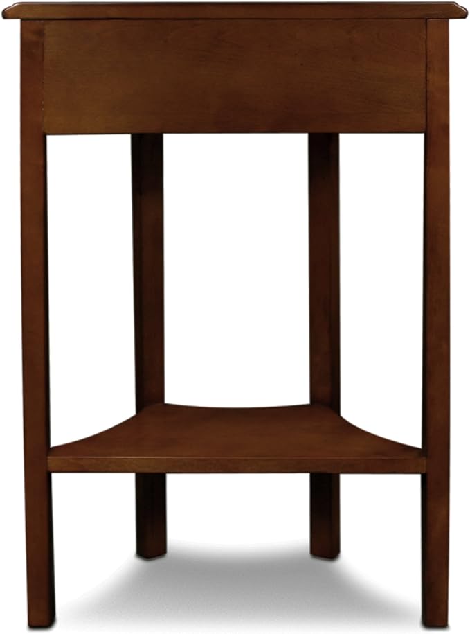 Seneca Solid Wood Demilune Console Table with Shelf and Drawer, Pecan, Perfect for Entryways, Hallways, and Stair Landings – Leick Home, 9030