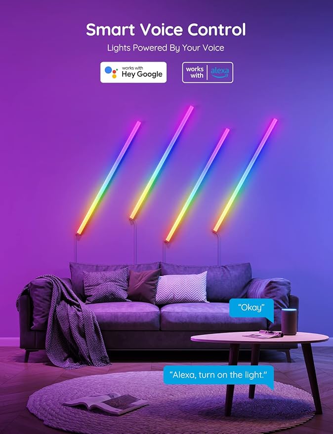 Govee Glide Wall Lights, RGBIC LED Light, Smart Gaming Light Works with Alexa and Google Assistant, RGB Lights Bar, LED Wall Lights for Bedroom, 2 Panels Set (3 Sections/Panel)