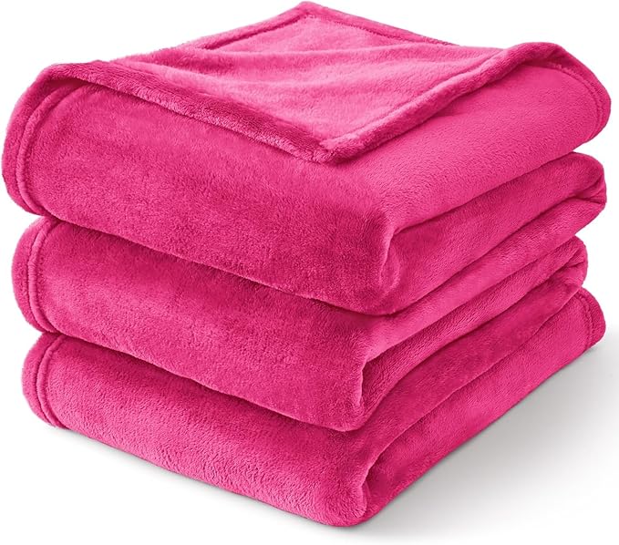 BEDELITE Fleece Blanket Hot Pink Throw Blanket for Couch & Bed, Luxury Plush Cozy Fuzzy Blanket 50" x 70", Super Soft Warm Lightweight Fall Throw Blanket for Travel Camping